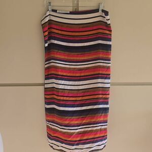 Trina Turk Multicolor Stripe Sandwashed Silk Crêpe Square Scarf, NWOT